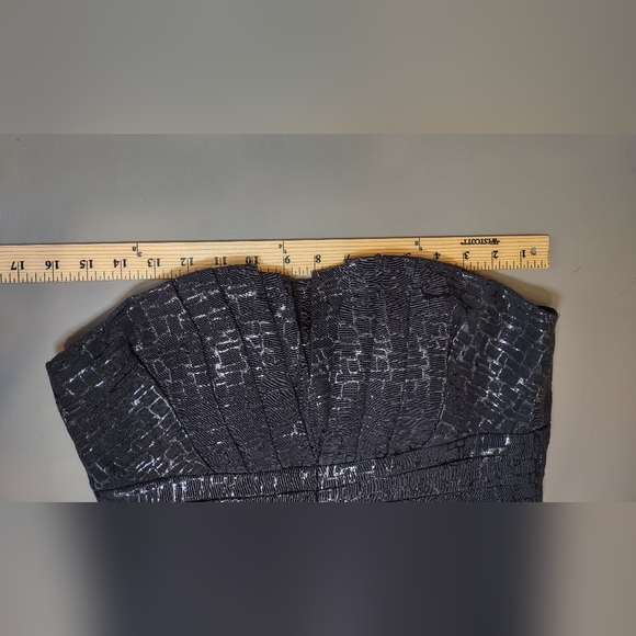 Max & Cleo Black Strapless Textured Pattern Dress - Picture 9 of 10